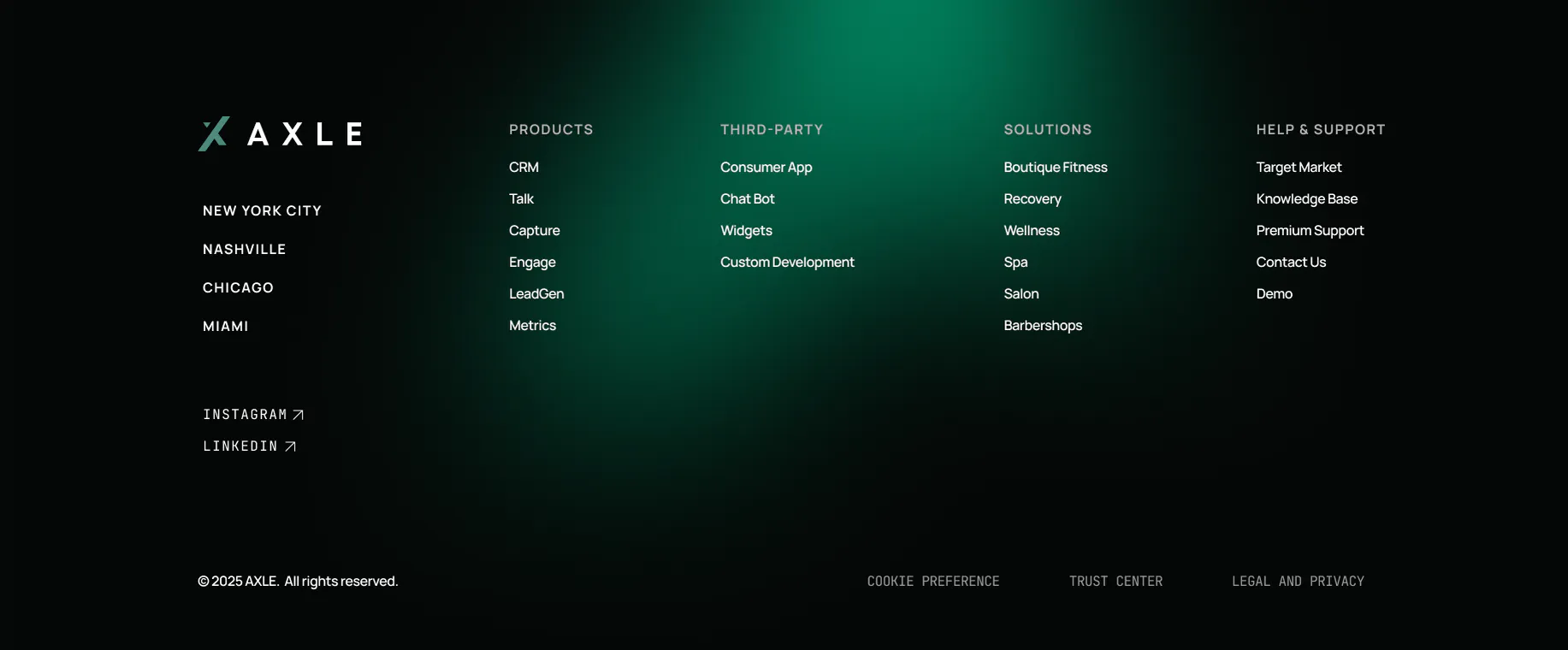 AXLE - Landing Page — Footer