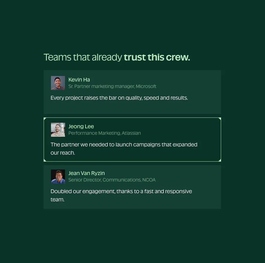 Motionhouse - Landing Page — Testimonials