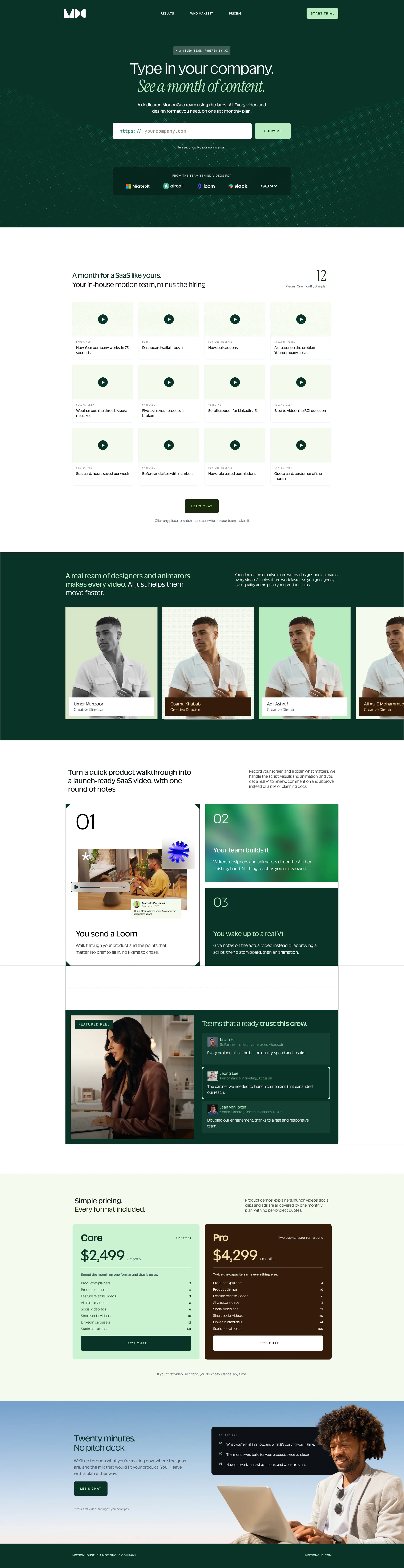 Motionhouse - Landing Page — full desktop page