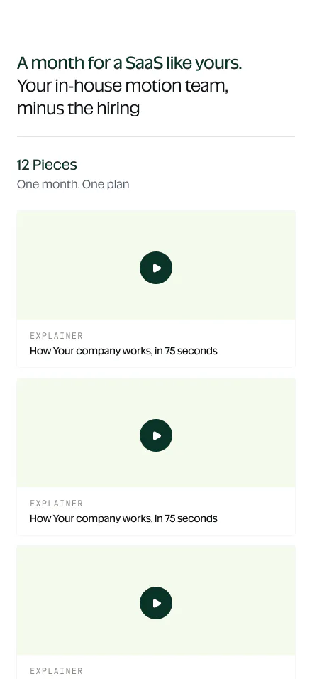 Motionhouse - Landing Page — mobile, The work
